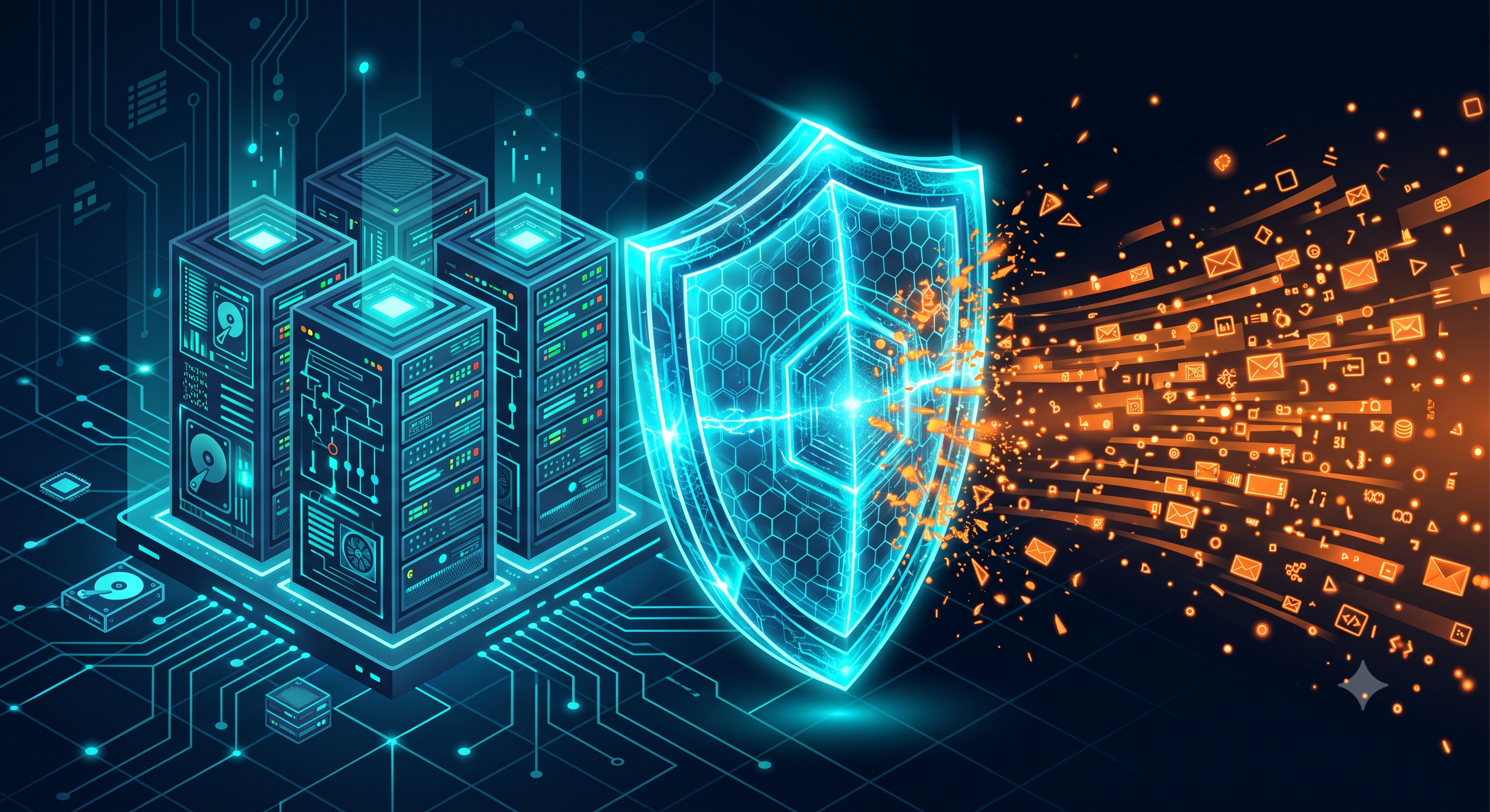Reverse proxy server shield illustration